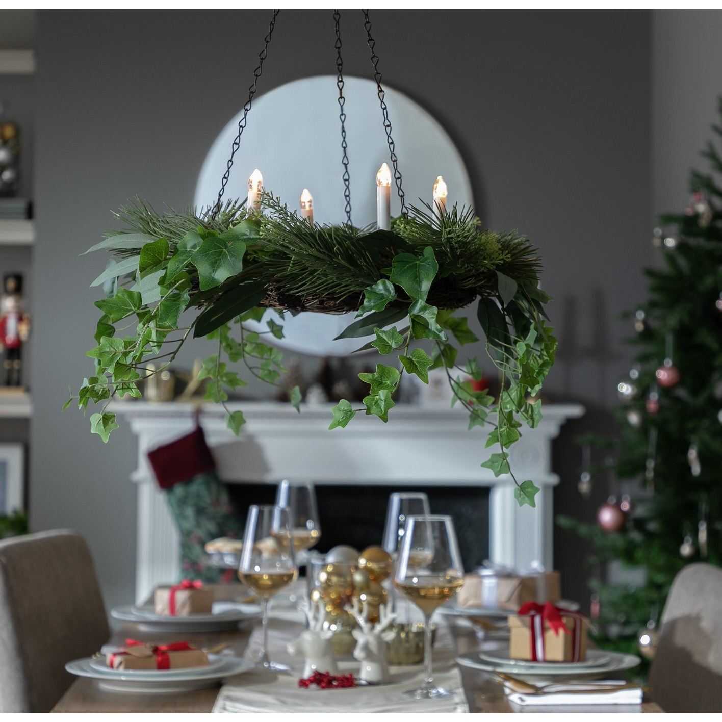 Habitat Pre lit Pine Eucalyptus Hanging Christmas Wreath