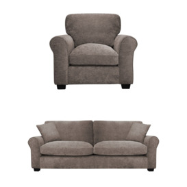 Argos Home Taylor Fabric Chair & 3 Seater Sofa - Mink - thumbnail 1