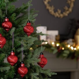 Habitat Pack of 6 Mercury Glass Christmas Baubles - Red - thumbnail 1