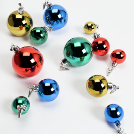 Habitat Pack of 12 Clip on Christmas Baubles - Multicoloured - thumbnail 1