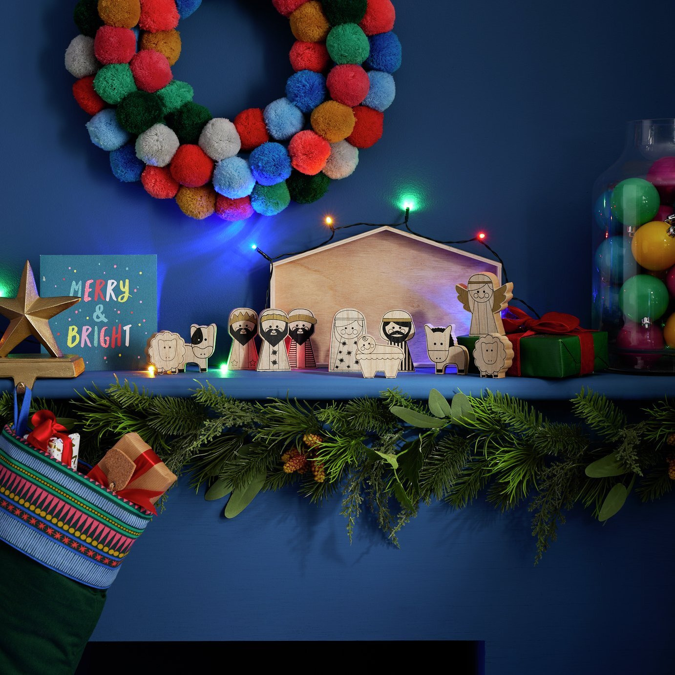 Habitat Wooden Nativity Scene Christmas Decoration by Argos