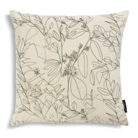 Habitat Floral Print Cushion - White & Green - 43x43cm - thumbnail 1