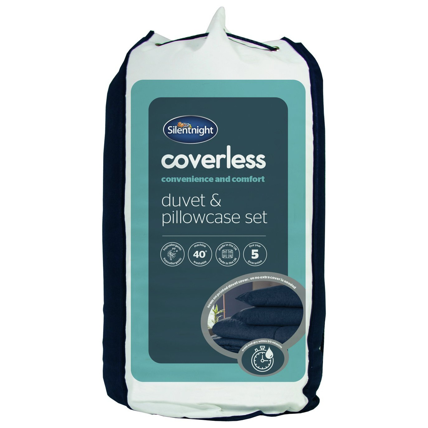 Silentnight Coverless 10.5Tog Navy Duvet &Pillowcase- Single - image 1