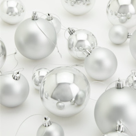 Argos Home Pack of 49 Shatterproof Christmas Baubles-Silver - thumbnail 2