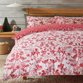 Argos Home Cotton Folk Print Red Bedding Set - Single