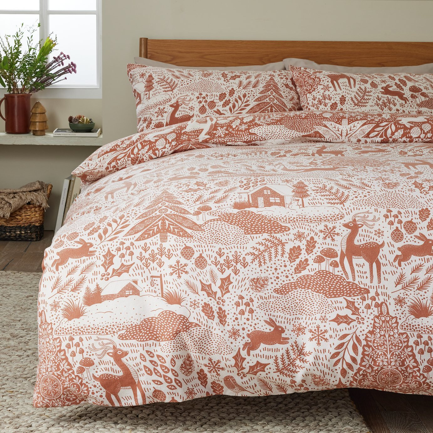 Argos Home Christmas Festive Folk Print Bedding Set - Single
