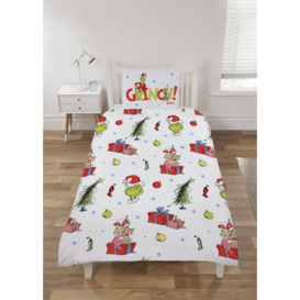 The Grinch Christmas White Blue Kids Bedding Set Single by