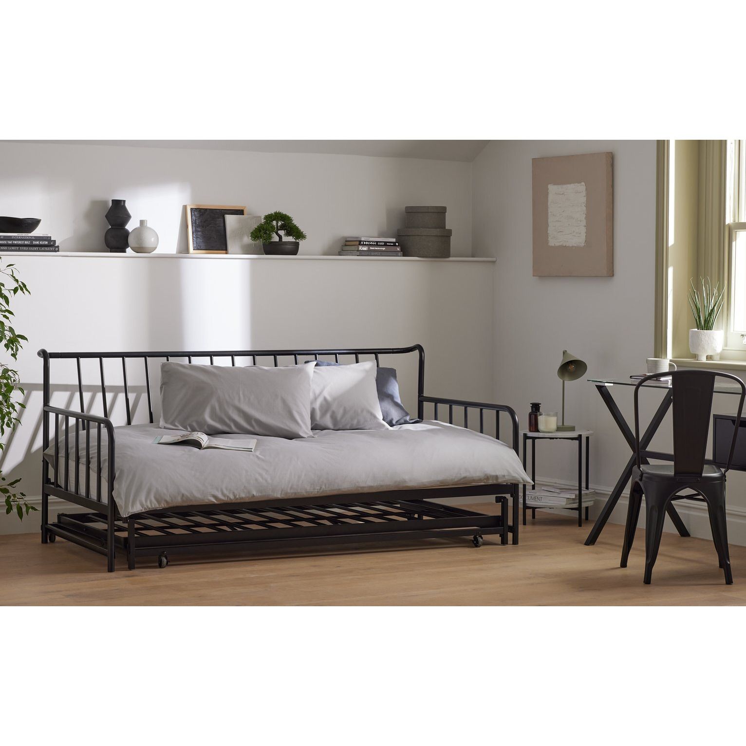 Habitat Kanso Metal Guest Bed with Trundle - Black - image 1