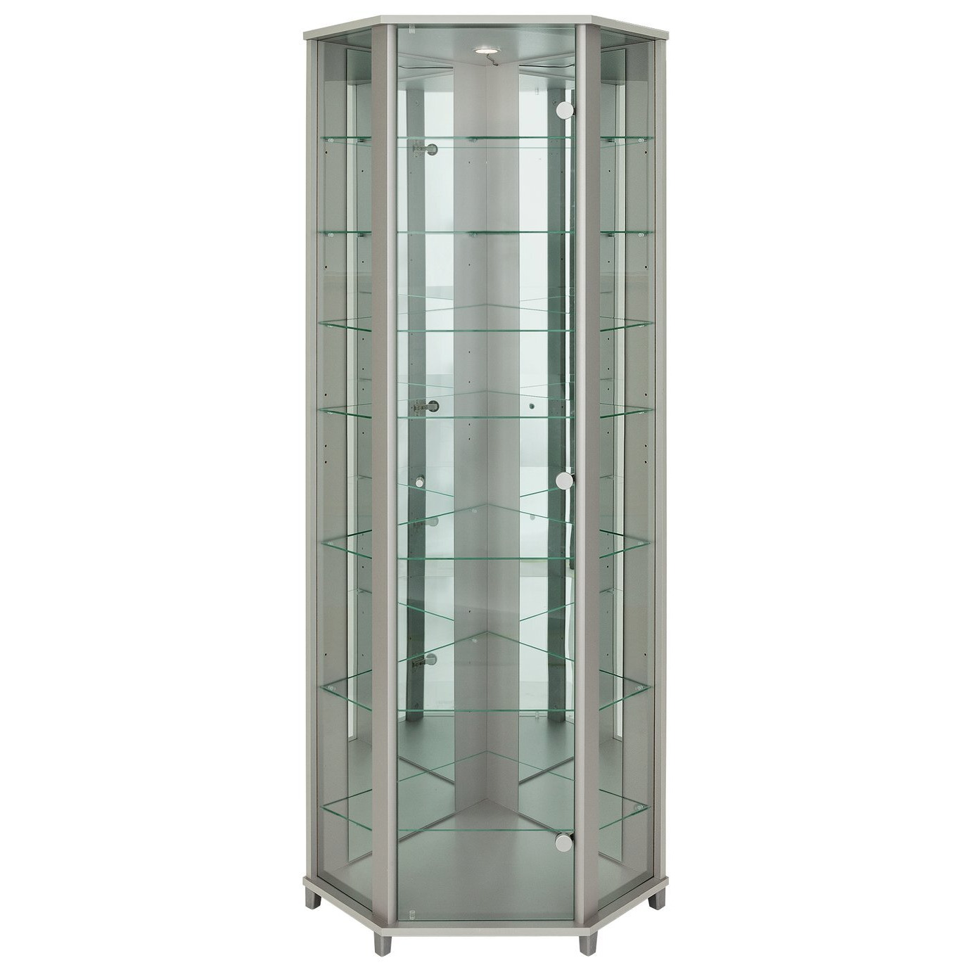 Argos Home 7 Shelf Glass Corner Display Cabinet - Silver - image 1