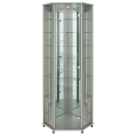 Argos Home 7 Shelf Glass Corner Display Cabinet - Silver - thumbnail 1