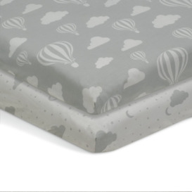 Habitat 2 Pack Balloon Nursery Twin Fitted Sheets - Cot Bed - thumbnail 1