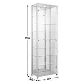 Argos Home 7 Shelf Glass Wide Display Cabinet - Silver - thumbnail 2