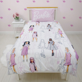 Barbie White Reversible Kids Bedding Set - Single - thumbnail 1