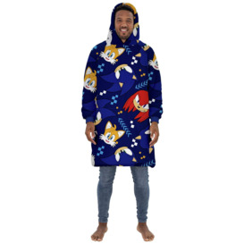 Hugzee Sonic Bounce Blue Fleece Hooded Blanket - Large