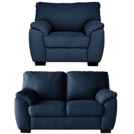 Argos Home Milano Fabric Chair & 2 Seater Sofa - Navy - thumbnail 1