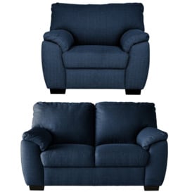 Argos Home Milano Fabric Chair & 2 Seater Sofa - Navy