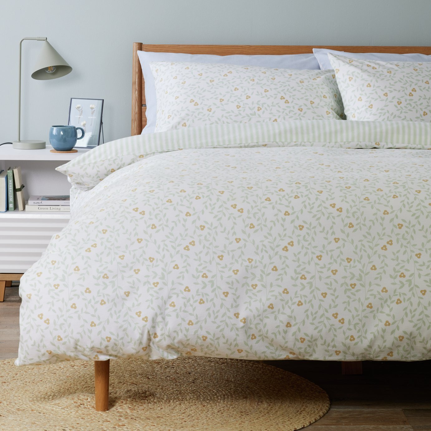 Argos Home Brushed Cotton Floral Print Bedding Set - Double
