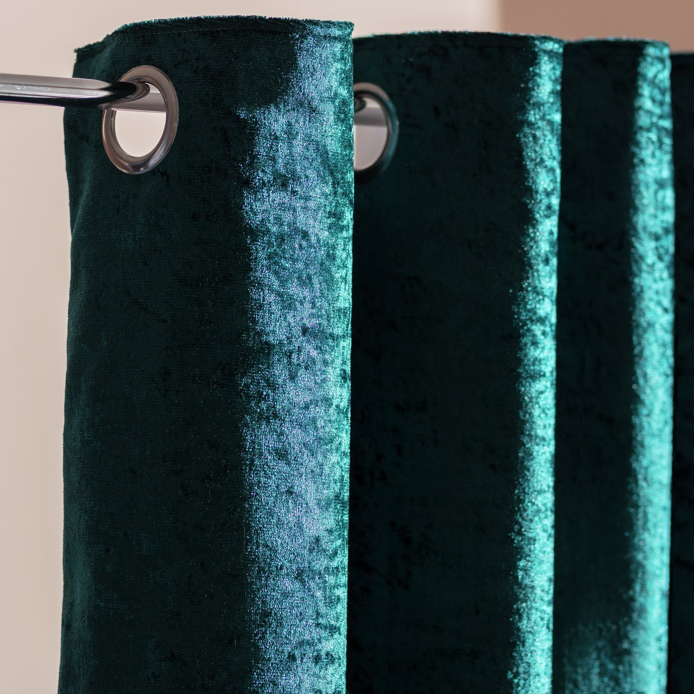 Argos Home Crushed Velvet Lined Eyelet Curtains - Emerald - image 1