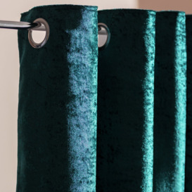 Argos Home Crushed Velvet Lined Eyelet Curtains - Emerald - thumbnail 1