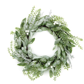 Premier Decorations Frosted Eucalyptus Christmas Wreath - thumbnail 2