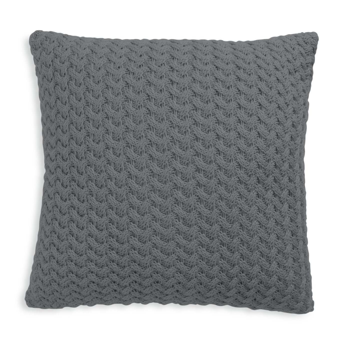 Habitat Plain Knitted Cushion - Charcoal - 50x50cm - image 1