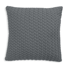 Habitat Plain Knitted Cushion - Charcoal - 50x50cm - thumbnail 1