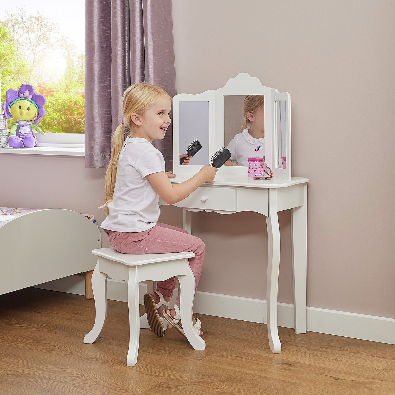 Liberty House Kids Dressing Table And Stool - White - image 1