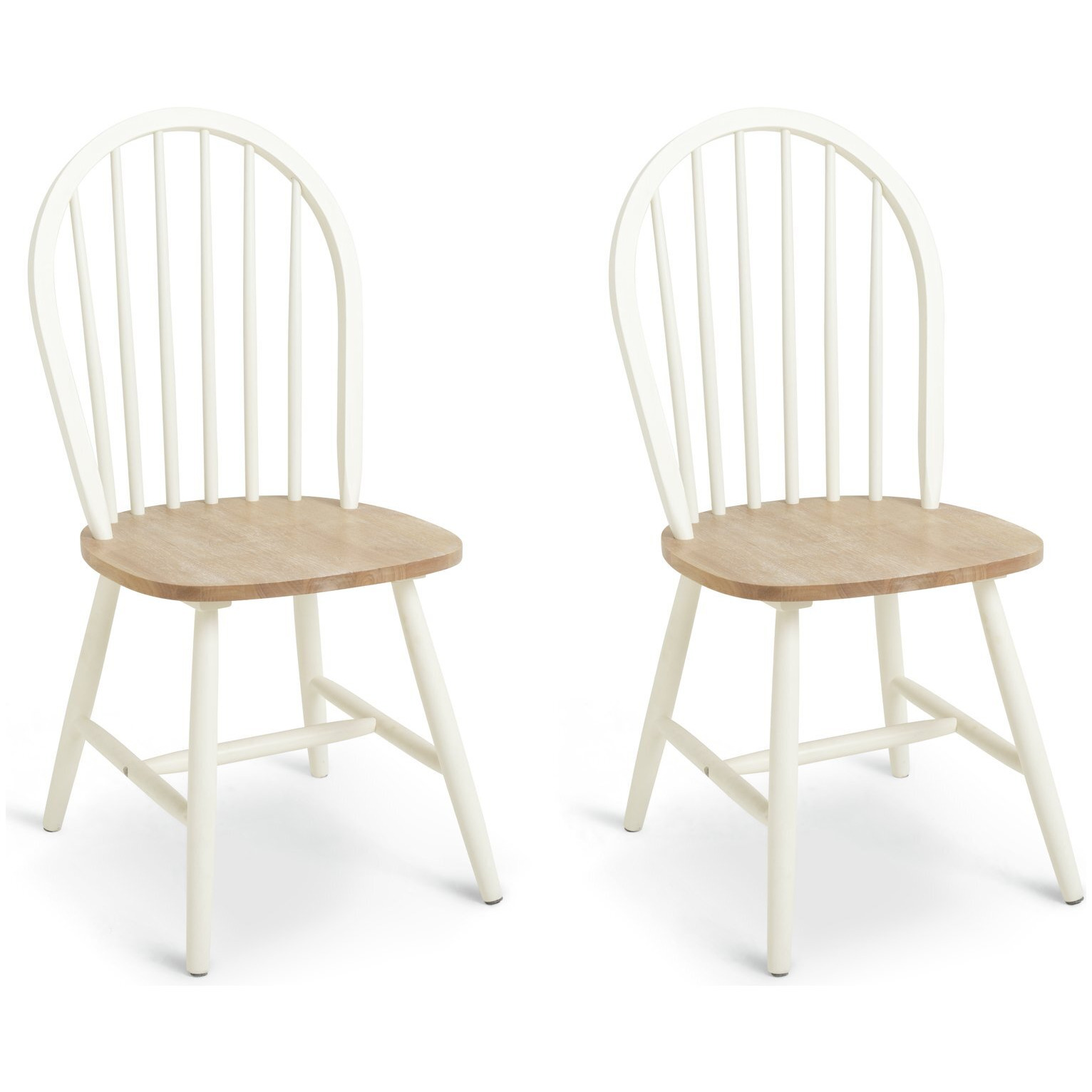 Habitat Burford Pair of Solid Wood Dining Chairs - White