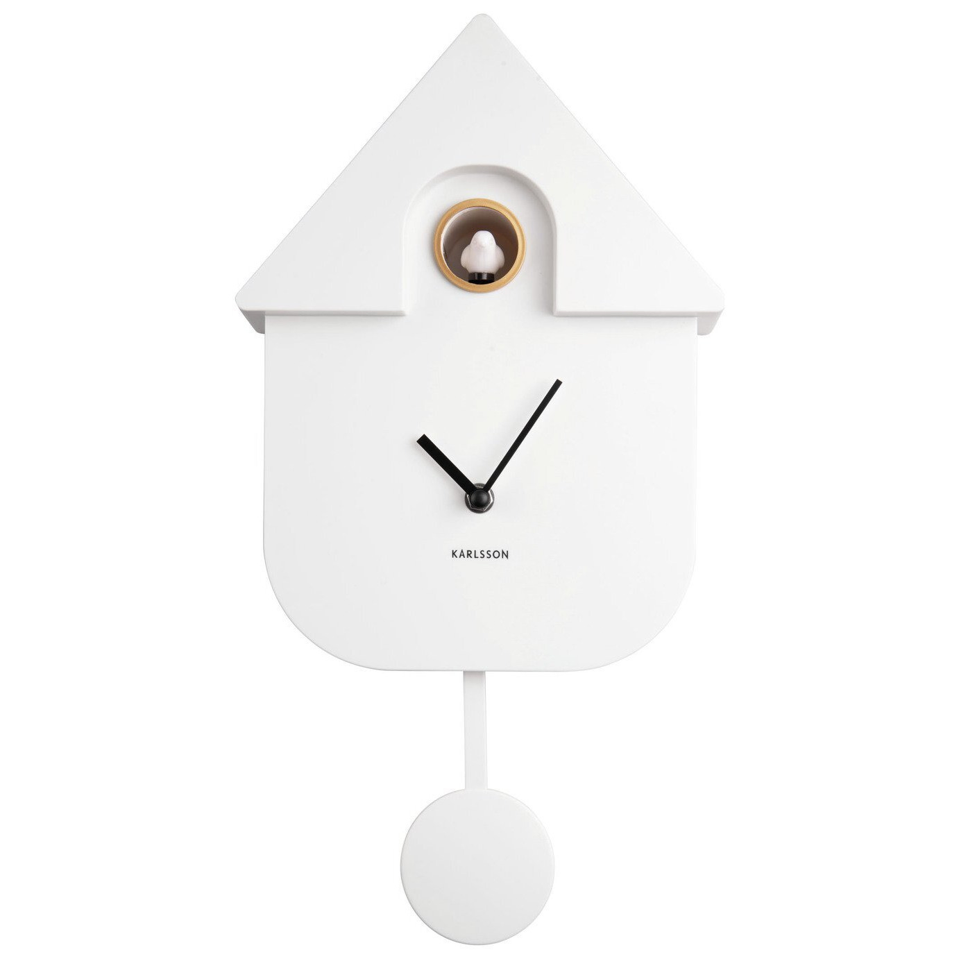 Karlsson Modern Cuckoo Pendulum Wall Clock - White - image 1