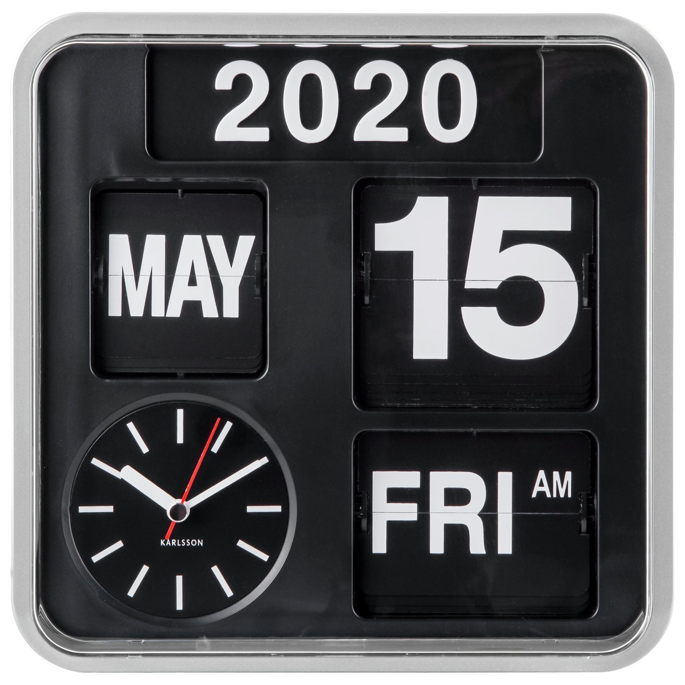 Karlsson Mini Flip Wall Clock - Black & Silver - image 1