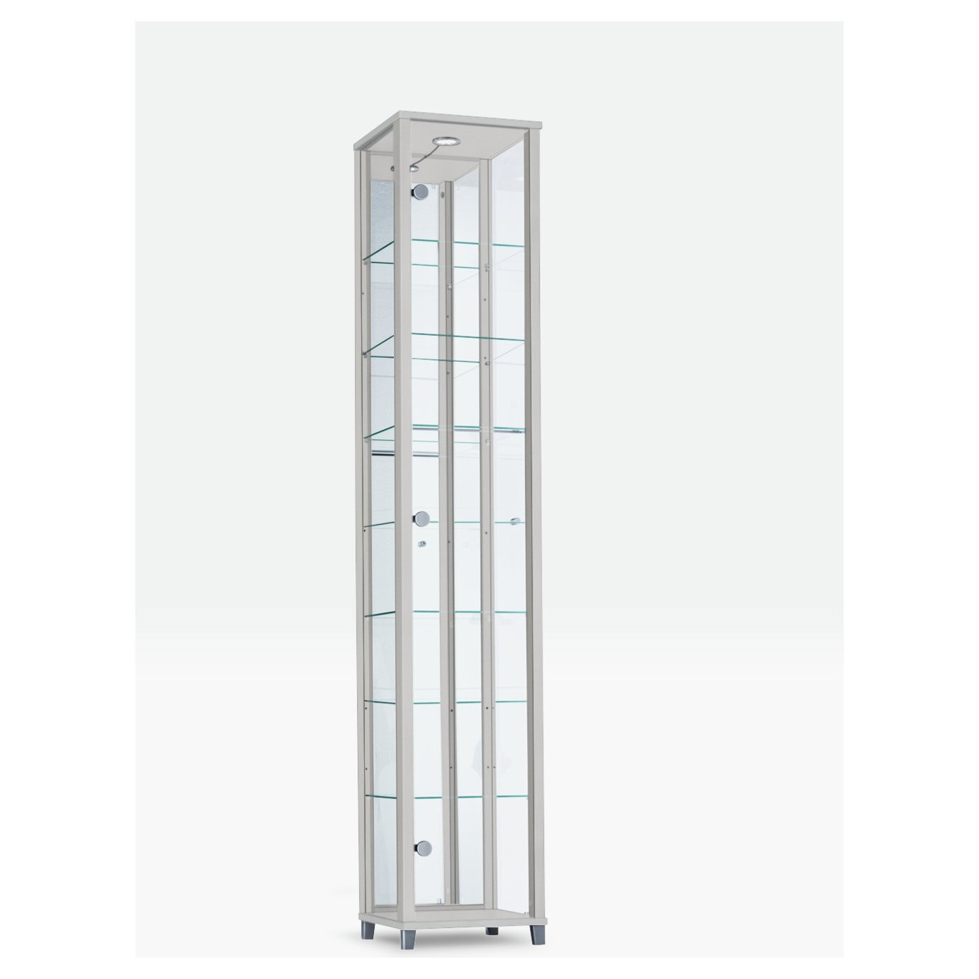 Argos Home 7 Shelf Glass Tall Display Cabinet - Silver - image 1