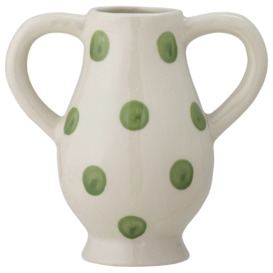 Bloomingville Stoneware Dotted Vase - White & Green
