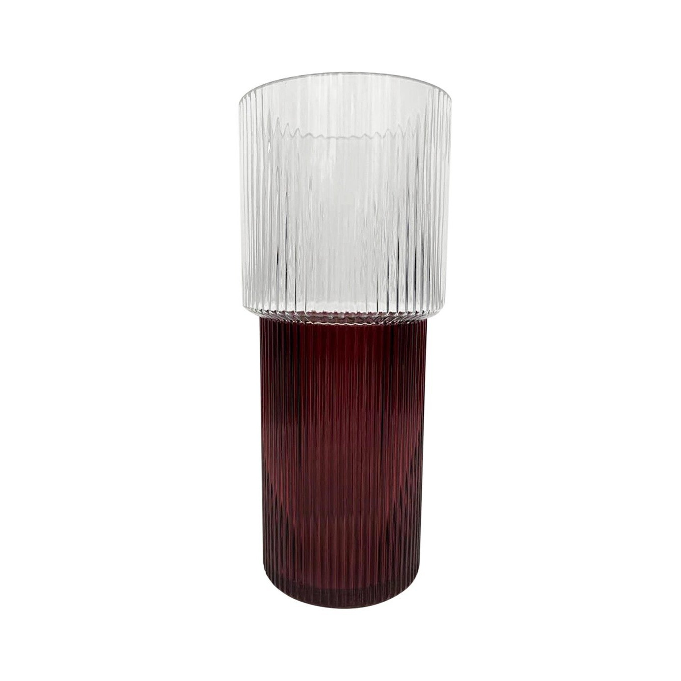 Habitat Ribbed Two Tone Glass Vase - Red & Clear - image 1