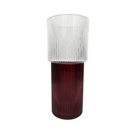 Habitat Ribbed Two Tone Glass Vase - Red & Clear - thumbnail 1