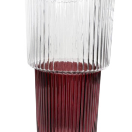 Habitat Ribbed Two Tone Glass Vase - Red & Clear - thumbnail 2