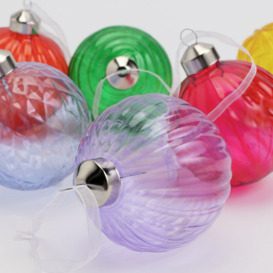 Habitat Pack of 6 Colour Twisted Glass Christmas Baubles - thumbnail 2