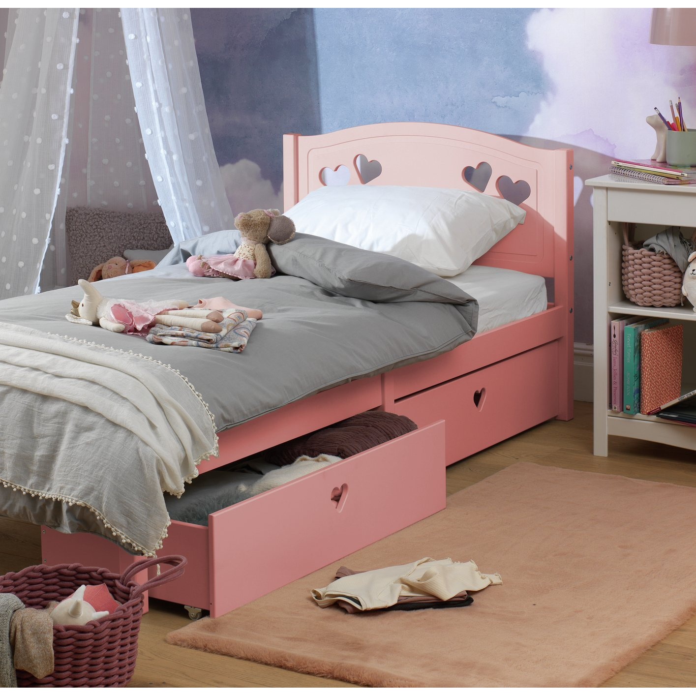 Habitat Mia Single Bed Frame With 2 Drawers - Pink - image 1