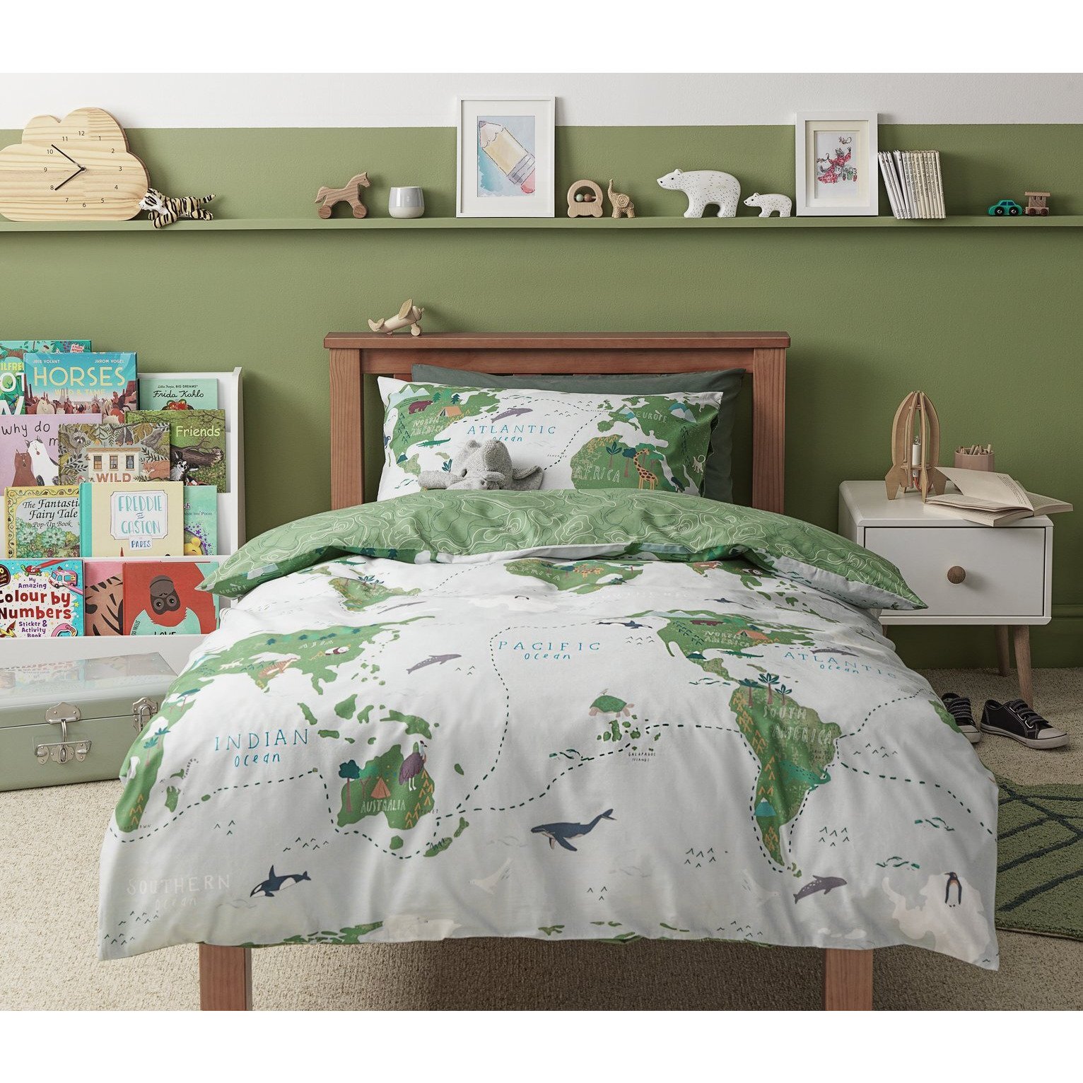 Habitat Kids Cotton World Map Print Bedding Set - Single - image 1