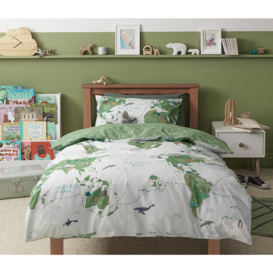 Habitat Kids Cotton World Map Print Bedding Set - Single