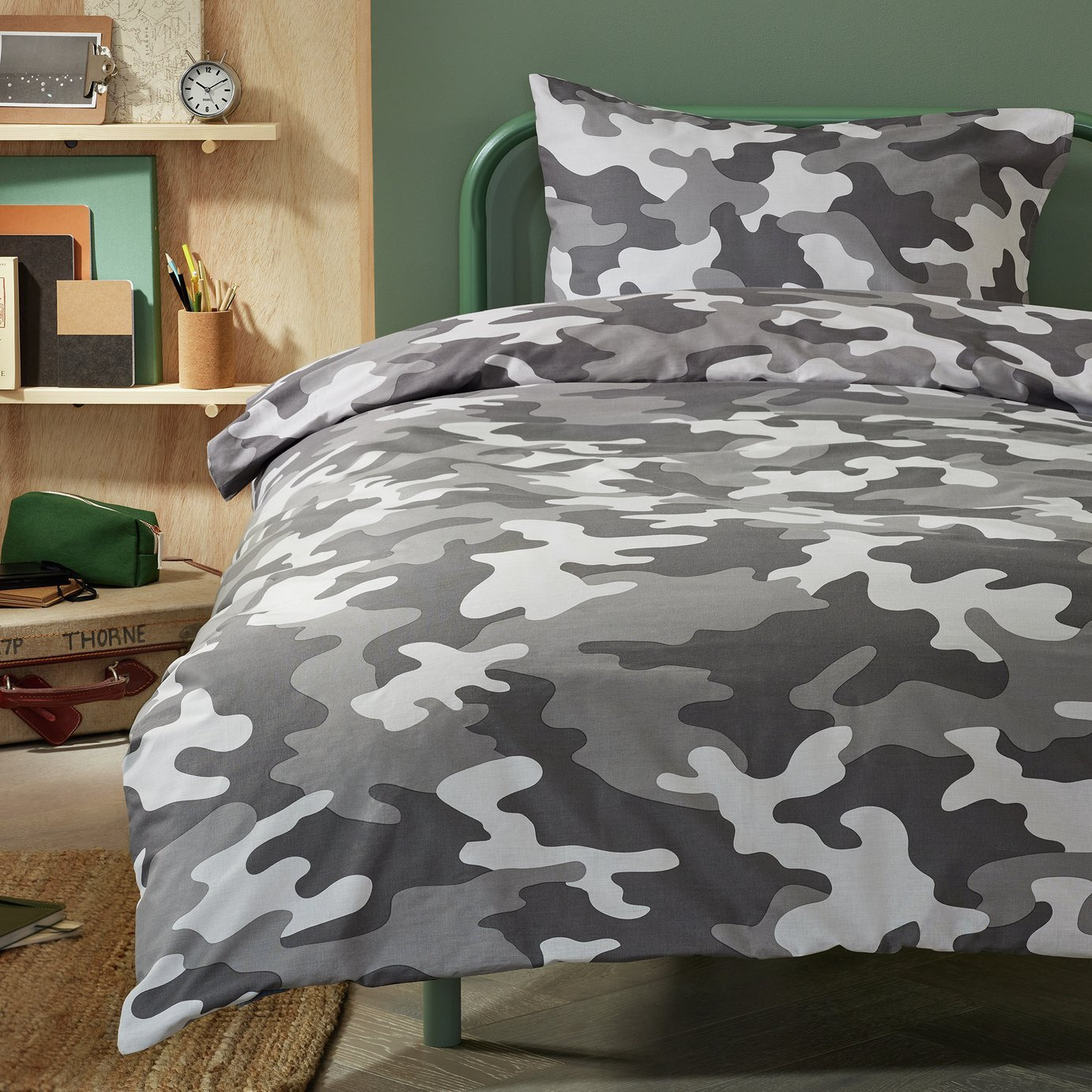 Argos Home Camo Grey Kids Bedding Set - Single - image 1
