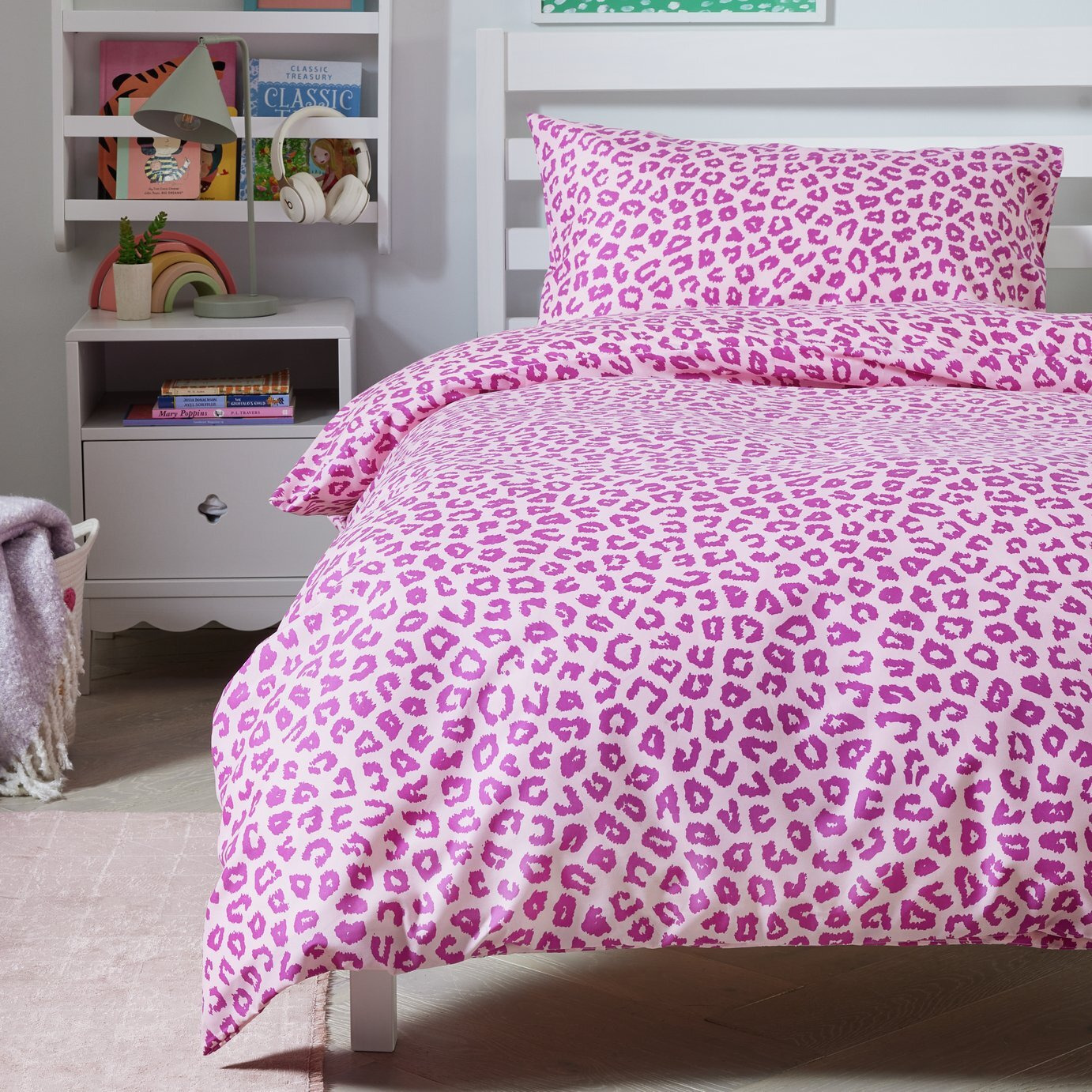 Argos Home Animal Print Pink Kids Bedding Set - Single - image 1