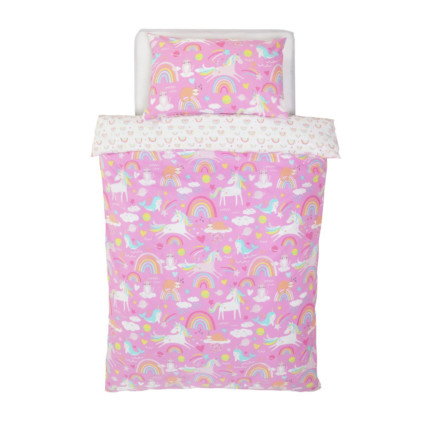 Argos Home Kids Pink Unicorn Bedding Set - Toddler - image 1