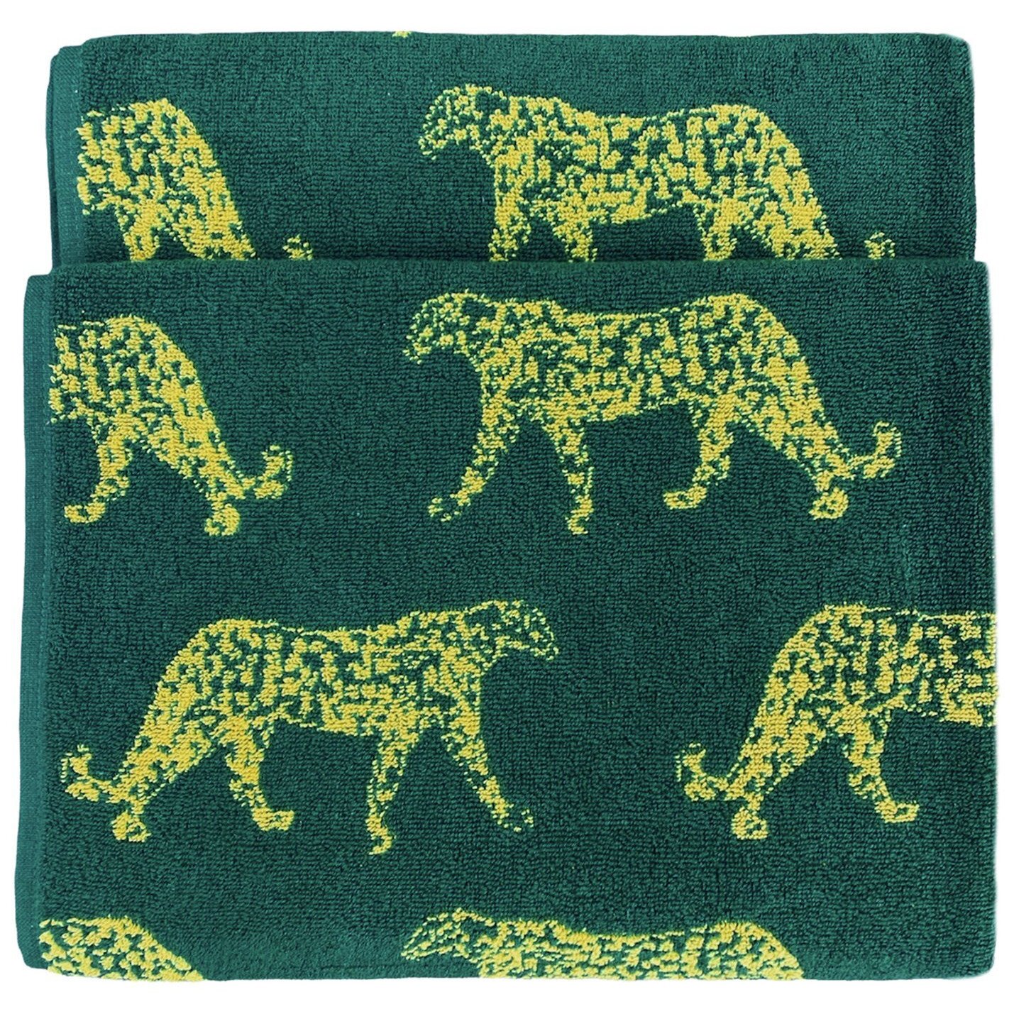 Furn Turkish Cotton Leopard Patterned Bath Towel -Teal Green - image 1
