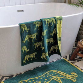 Furn Turkish Cotton Leopard Patterned Bath Towel -Teal Green - thumbnail 2
