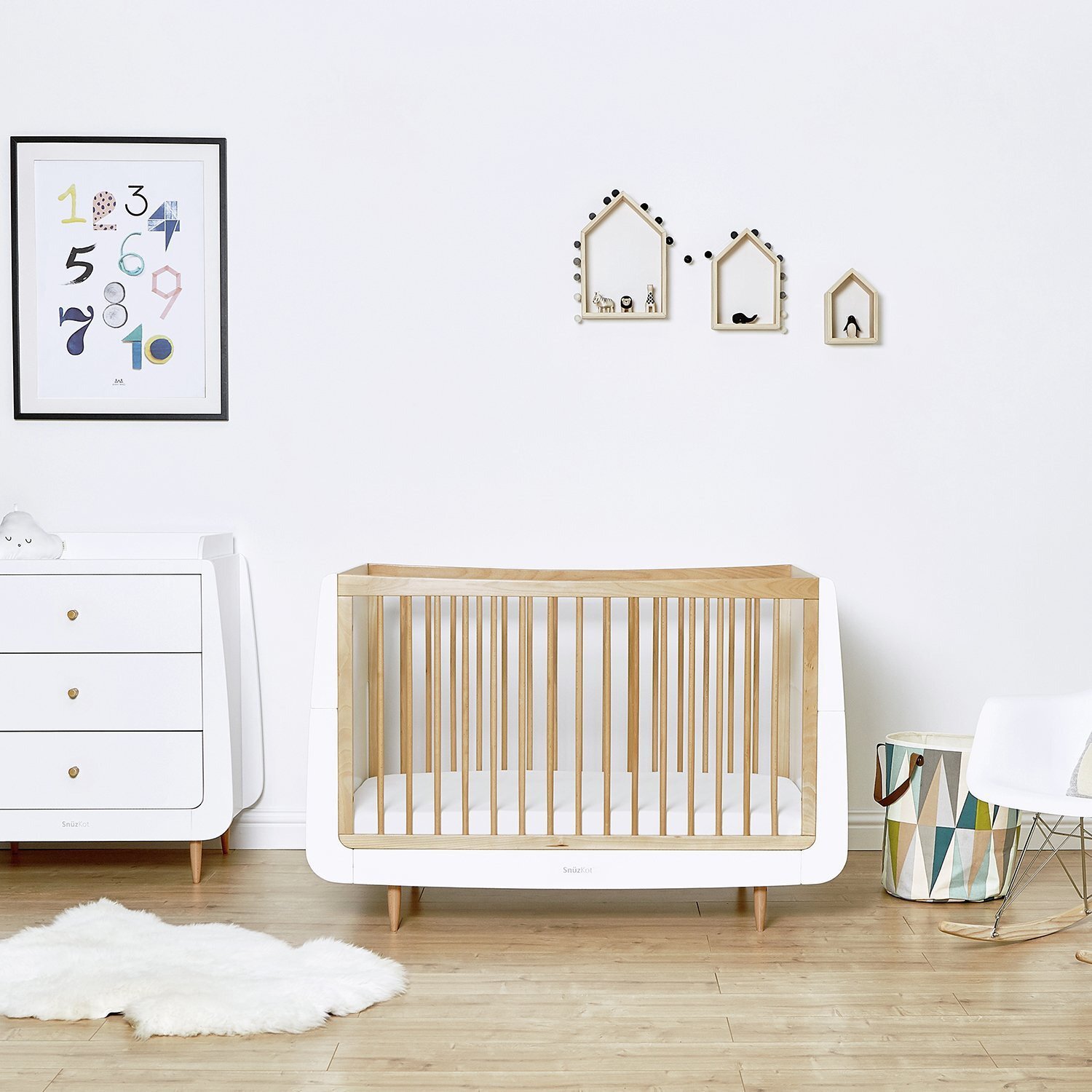 Snuzkot Skandi Cot Bed and Dresser Nursery Set - Natural - image 1