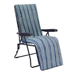 Argos Home Coastal Stripe Garden Relaxer Chair Cushion-Blue - thumbnail 2