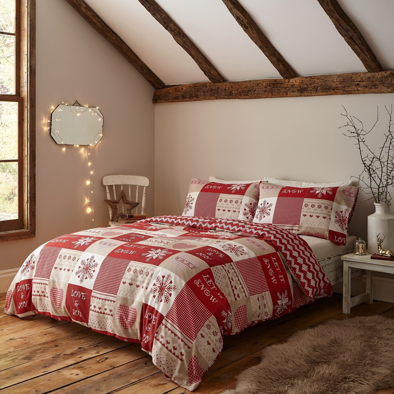Catherine Lansfield Let It Snow Red Bedding Set - Double