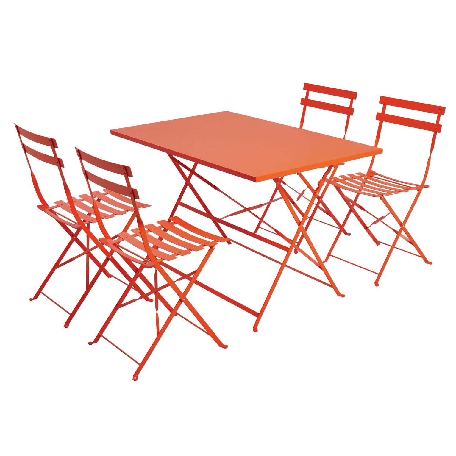 Habitat Eve 4 Seater Folding Metal Patio Set - Orange