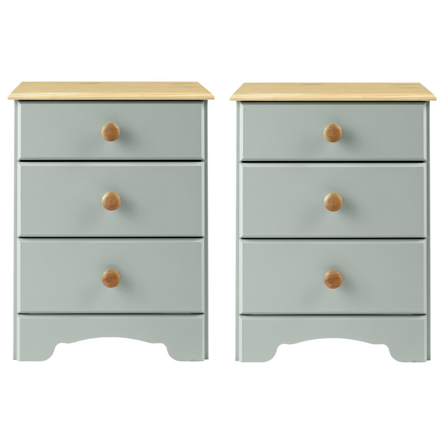 Argos Home Nordic 3 Drawer Bedside Table - Grey & Pine