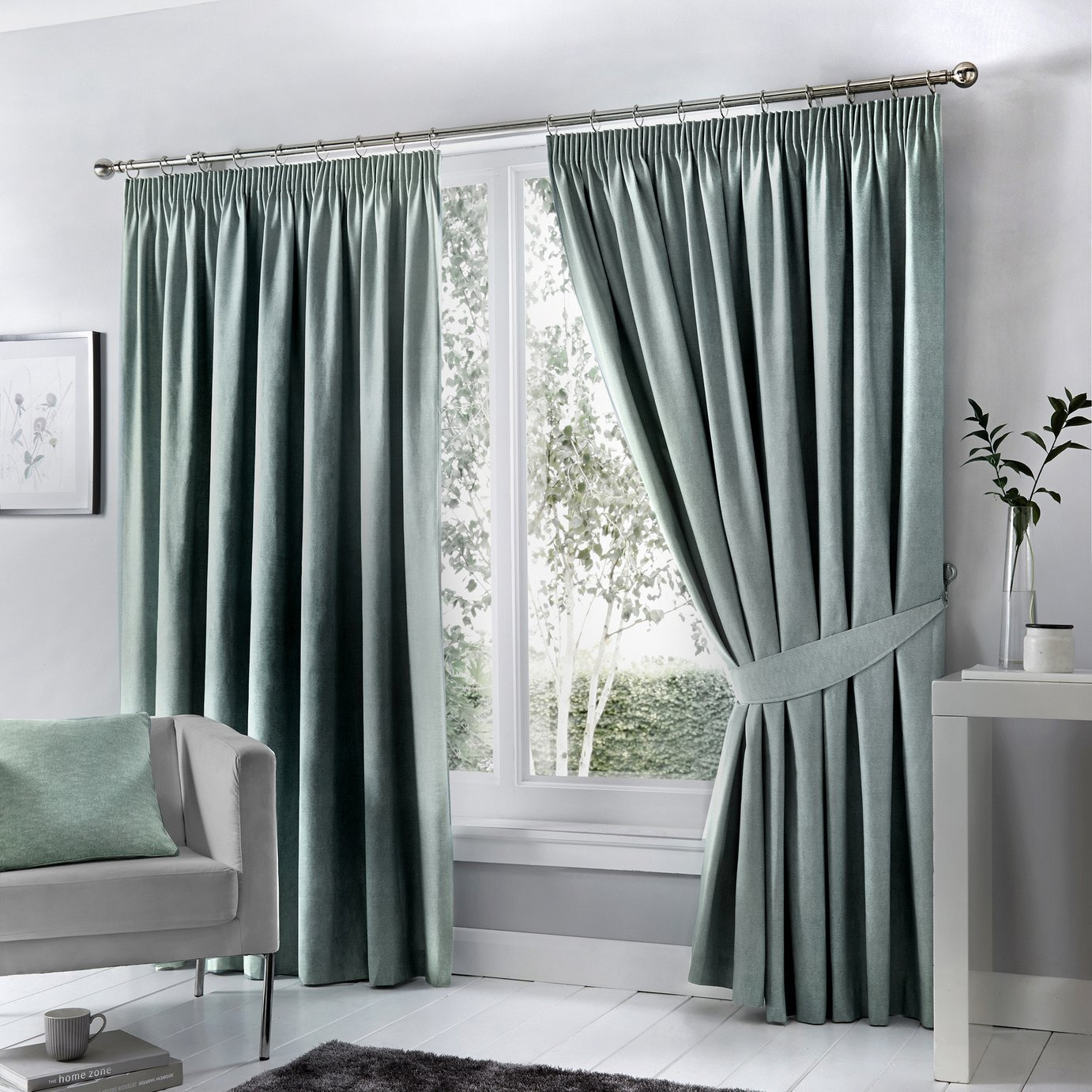 Fusion Dijon Blackout Thermal Lined Curtains - Duck Egg - image 1